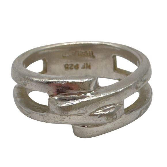 Sterling Silver Wrap Ring Size 7.75 Double Band Modernist 925 NF Vintage - Picture 3 of 14